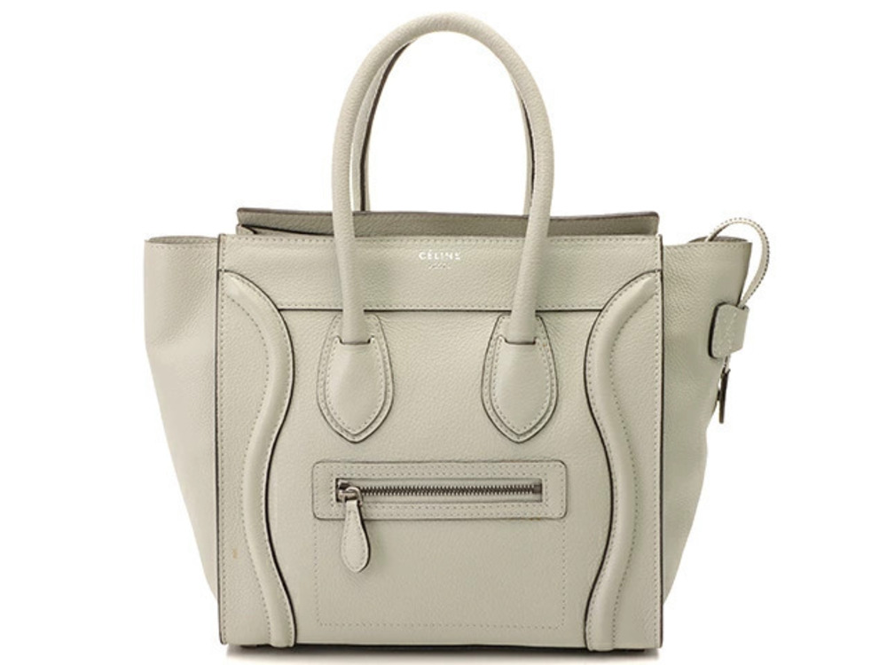 Celine Luggage Tote Shopper Handbag Calfskin Gray